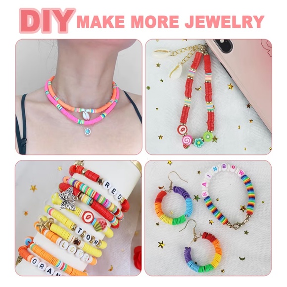 4600-Piece Clay Beads Bracelet Making Kit | 18 Colors | Letters, Charms, Fruit B - Picture 3 of 4